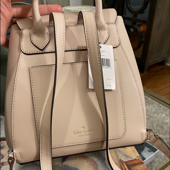 NWT Kate Spade Adel Medium Flap Backpack in Warmbeige Leather - Picture 4 of 11